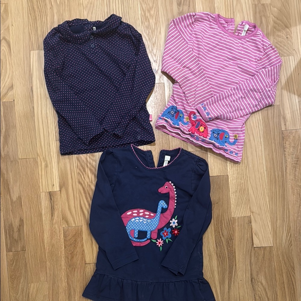Set of three Navy and Pink JoJo Maman Bebe Tops 5-6